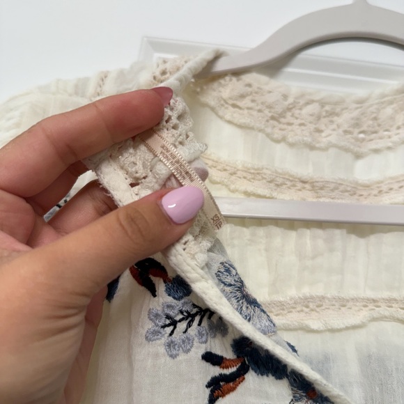 Free People Perfectly Victorian Dress Womens Cream Floral Short - Picture 2 of 4